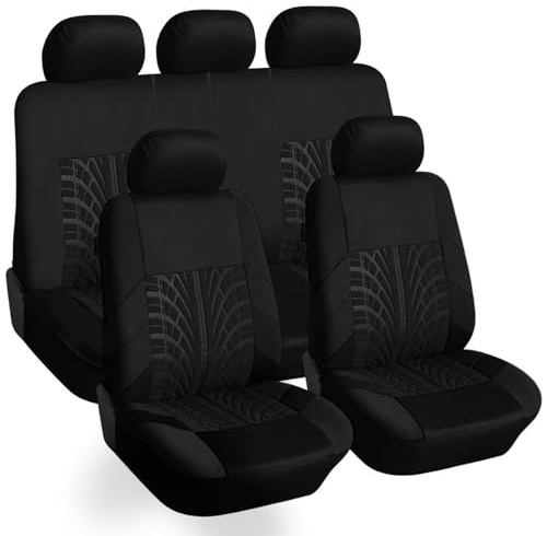 ZFZFC Auto Sitzbezüge Set für Ford Fiesta | Fiesta Plus/Titanium/ST-Line, Atmungsaktiv Bequem Vorne Und Hinten Auto-Schonbezüge Stoff Sitzbezug Innenraum Schonbezüge,F-Black
