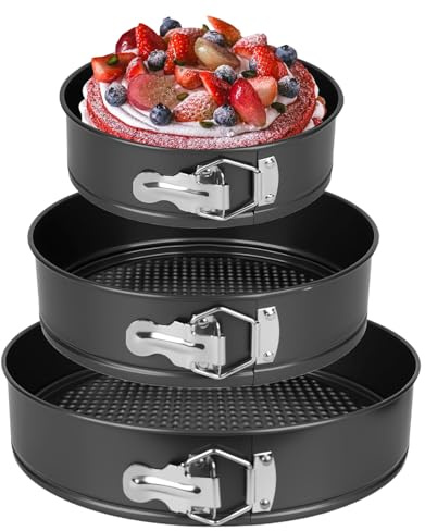 YXHZVON Lot de 3 Moule à Manqué Rond, 18/20/22cm Moule à Gàteau Rond, Acier Inoxydable Ensemble Antiadhésif Moules pour Pâtisseries Gâteaux Moussés