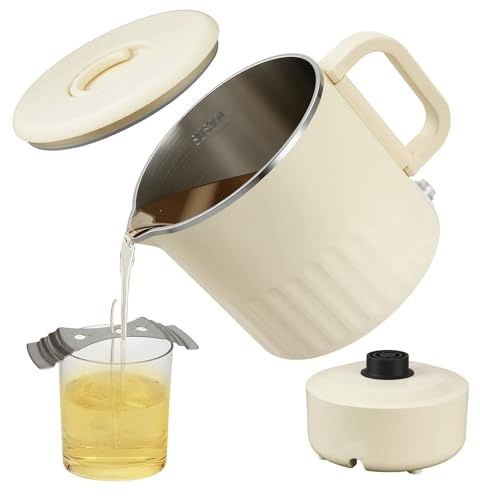 ADOGO Wachsschmelzer Elektrisch 1L, Schmelztopf Kerzenwachs, Wachs Schmelztopf Set für DIY-Kerzen, Seife, Sojawachs,Enthält Silikonspatel,Thermometer,Kerzendocht,Docht-Aufkleber,Eisenhalter,Anleitung