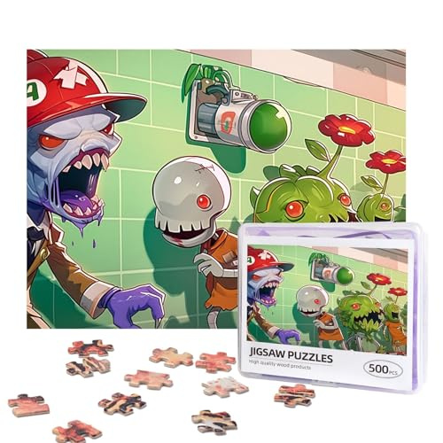 Plants Vs Zombies Puzzles 500 Pieces Personalized Jigsaw Puzzles Photos Puzzle with Storage Bag Challenging Picture Puzzle for Adults Home Decor Wedding (52x38 CM)