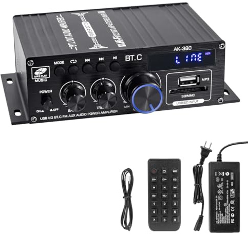 Hosyond Bluetooth 5.0 Verstärker 400W+400W | 2.0 Kanal HiFi Stereo-Verstärker, Audio-Receiver für passive Lautsprecher, Heimkino, AK-380