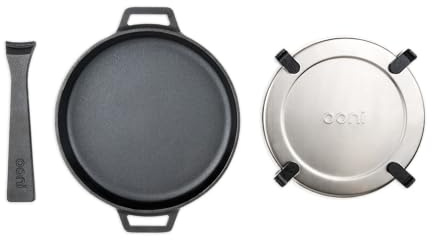 Ooni Bratpfanne aus Gusseisen – Eisenpfanne – Grillpfanne aus 100% Gusseisen – Gusseisenpfanne – Grillpfanne für Fleisch, Fisch, Gemüse und mehr – 23 cm Kochfläche