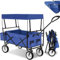 tectake® Carrello Pieghevole, Struttura in Acciaio, Carrello da Giardino con Maniglia Imbottita, 2 Porta Bottiglie, Carrello Portaoggetti con Tettuccio, Fino a 80 kg, Borsa per Trasporto Inclusa - Blu