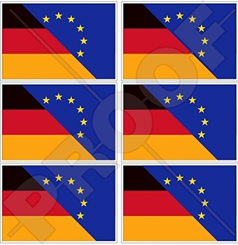 EUROPA-DEUTSCHLAND Flagge, EU-DE Europäische Union-Deutsch 40mm Mobile, Handy Vinyl Mini Aufkleber, Abziehbilder x6 Stickers