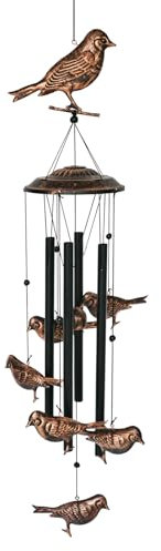 BLESSEDLAND Vogel Windspiel(Wind Chime),4 Metallrohre,Wind Glocken läuten und vögel für Garten, Hof, Patio und Haus(schwarz, Kupfer)