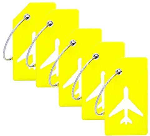 5Tags Silicone Luggage Tag with Name Card to Quickly Spot Suitcase Yellow