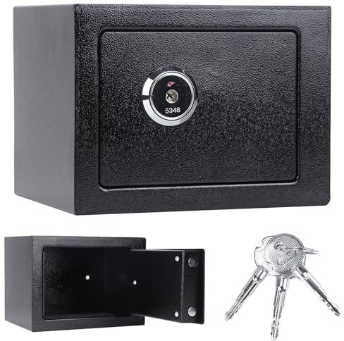 Allright Möbeltresor Doppelbartschloss Tresor mit Schlüssel 6.4L Dokumententresor Geldschrank Sicherheitsstufe Safe 23 x 17 x 17.3 cm
