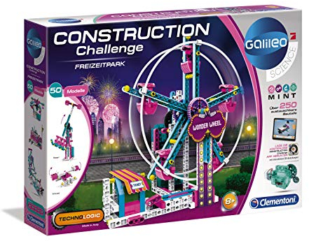 Clementoni 59192 Galileo Science – Construction Challenge Freizeitpark, Bausatz für Riesenrad, Schaukel & Co., Mechanik & Technik, Spielzeug für Kinder ab 8 Jahren