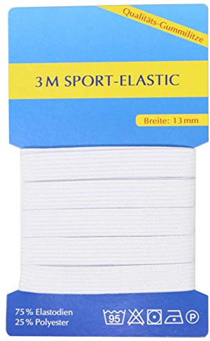 BIG-SAM Gummilitze - Gummiband in verschiedenen Größen/Breiten - Farbe in Weiß - kochfestes Material (13 mm x 3m)