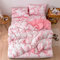 Treer Marmor Bettwäsche-Set, Kissenbezüge + Bettbezug Set Nordischer Stil Mikrofaser Super Weiche Deluxe Paar Junge Mädchen Bettwäsche Set (Rosa Marmor,220x240cm)