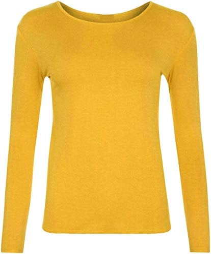 21Fashion Unisex Long Sleeves Round Neck Tshirt#(Yellow Plain Shirt#11-12 Years#Unisex)