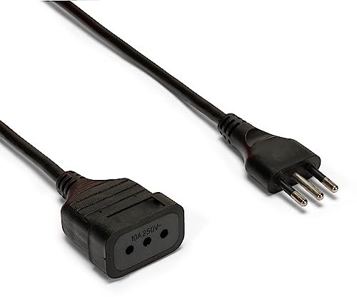 Velamp Prolunga elettrica da 5 metri – Spina e presa piccola (10A) - Ideale per collegare gli apparati domestici – Colore nero