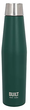 BUILT Apex Thermos-Wasserflasche mit Deckel, Auslaufsicher, 18/10 Edelstahl, Wiederverwendbar, Sweat-Proof, 100 Prozent BPA-frei, Waldgrün, 540 ml