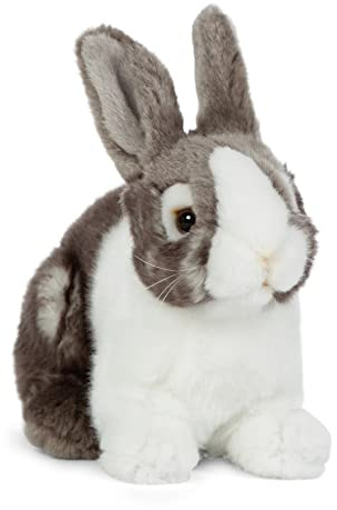 Living Nature Grey Pet Rabbit, Realistic Soft Cuddly Bunny Toy, Naturli Eco-Friendly Plush, 20cm