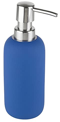 URBNLIVING 3pcs Ceramic Matt Colour Matching Bathroom Dispenser Tumbler Toilet Brush Set (Blue, Soap Dispenser)
