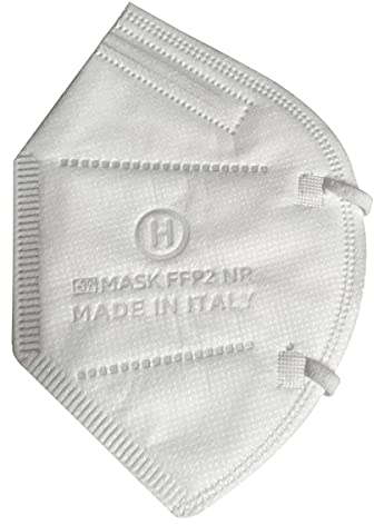 15 Mascherine FFP2 certificate CE colorate BIANCHE prodotte in ITALIA. Elastici morbidi bianchi, 5 strati Filtraggio ≥95%. Sigillate singolarmente. Certificazione ISO 9001 ed UE 2016/425