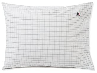 Merkanta Lexington by Kopfkissenbezug Popeline | 80 cm x 80 cm Größe | weiß grau | 100% Baumwolle | kariert | Kissenbezug mit Karomuster | 1 Stück | Kissenhülle | weich | Kopfkissen Bezug Hülle