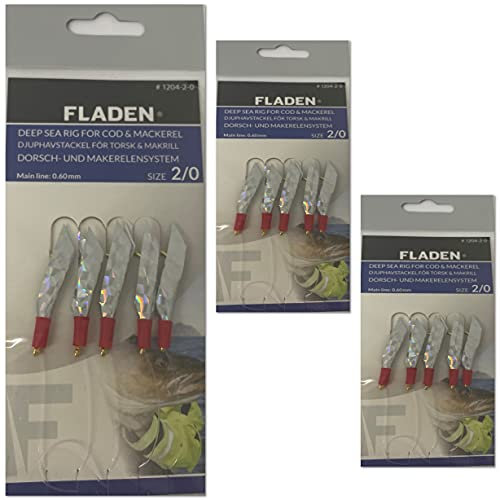 3 Packs 5 x Shiny Reflective Red Hook Size 2 Fishing Mackerel Feathers Lure Sea