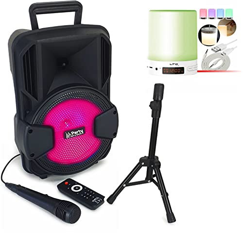 Party Light & Sound - Enceinte Bluetooth Autonome Party-MOBILE8 - Pied - Micro - Télécommande - Karaoke - Cadeau 1 Enceinte Réveil Matin Bluetooth