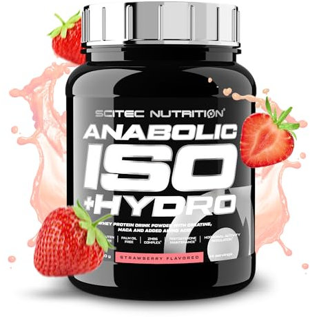 Scitec Nutrition Anabolic Iso+Hydro - Mezcla de proteína de suero - con creatina Maca y aminoácidos - Complejo ZMB6 para el mantenimiento de la testosterona, 920 g, Fresa