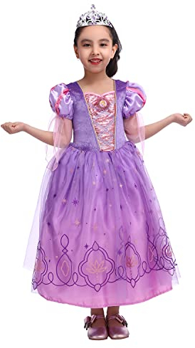 Sincere Party Mädchen Rapunzel Prinzessin Fancy Kleid mit Tiara 5-6 Jahre, neue Option