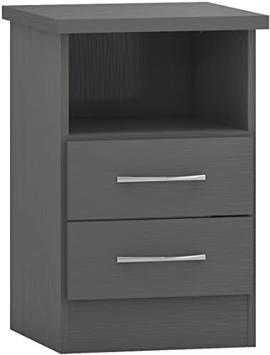 Seconique Nevada 2 Drawer Bedside in 3D Effect Grey