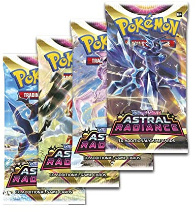 Pokémon TCG: Schwert und Schild 10 Booster Astral Radiance x4 | Kartenspiel | Eine von jeder Kunst + TitanCards Toploader