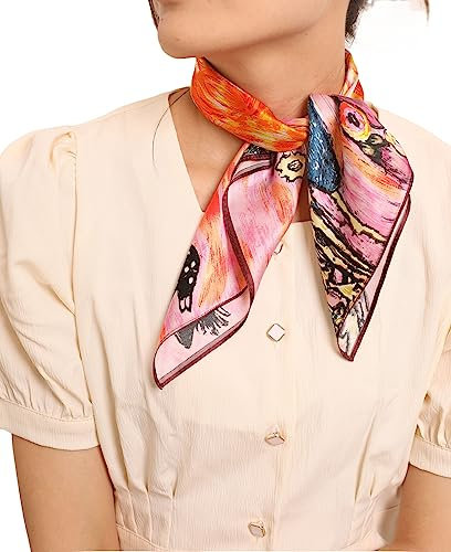 Prettystern Damen Bandana Seiden-Halstuch Golden Bunt Kunstdrucke Gustav Klimt die Freundinnen P545