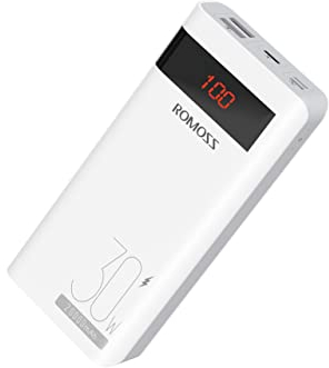 ROMOSS Sense 6PS Pro 20000mAh Banco de energia de bateria Externa, admite Carga rapida 30W, Modelo 2023 ano, Pantalla Digital LED, Carga de Alta Velocidad para Smartphones y Tablets