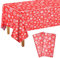 PLULON 2 Stück Weihnachtstischdecken Schneeflocken Tischdecke Kunststoff 137 x 274 cm Rechteck Rot Tischdecke für Weihnachtsfeier Winterurlaub Zuhause Tischdekoration Weihnachtsfeier Zubehör