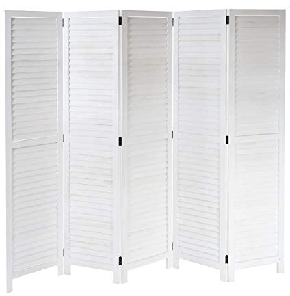 Paravent HWC-C30AM, Raumteiler Trennwand Sichtschutz, Shabby-Look Vintage, 170x205cm - weiß