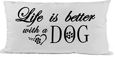 ZNGFON Life is Better with ADog weicher Überwurf-Kissenbezug, schönes Geschenk mit inspirierenden Worten, Geschenk für Hundeliebhaber, Hund, Mutter, 50,8 x 30,5 cm