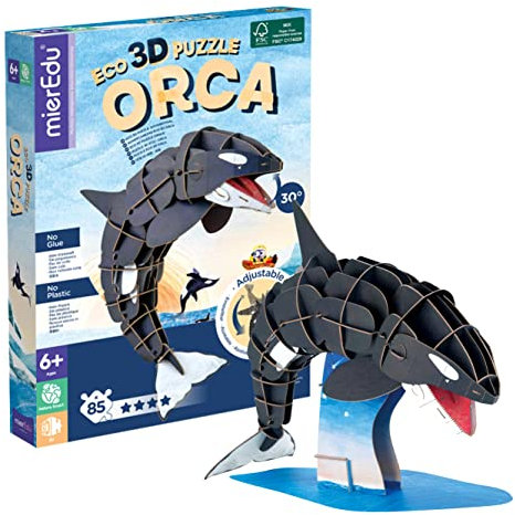 mierEdu 3D Puzzle Orca – Beweglicher Meereswelt-Bausatz für Kinder ab 6 Jahren – Lernspielzeug zur Förderung von Motorik & Konzentration – Detailgetreues Modell für kleine Entdecker