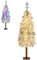 Multigot 150cm Pre-Lit Christmas Tree, Artificial Snow Flocked Pencil Pine Tree with 160 LED Lights and Metal Base, Holiday Decorative Slim Xmas Tree for Indoor Decor