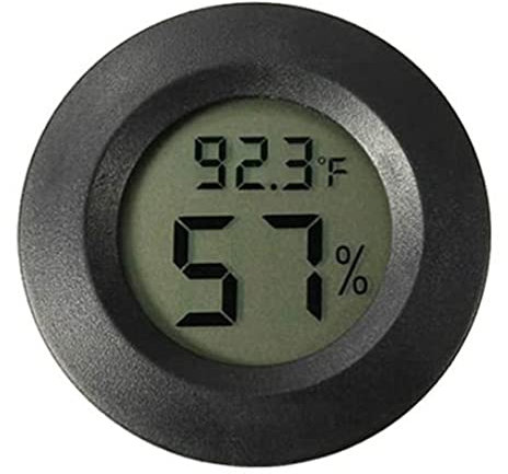 Muzrunq Igrometro Digitale termometro Rotondo LCD Termometro elettronico Hygrometro per Serra per Serra - Nero