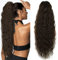 Ponytail Extension Braun Pferdeschwanz Haarteil Clip in Extensions Locken mit Kordelzug lang Haarverlängerunge Kunsthaar Haarteil Gewellt Afro zopf 65cm AL061B