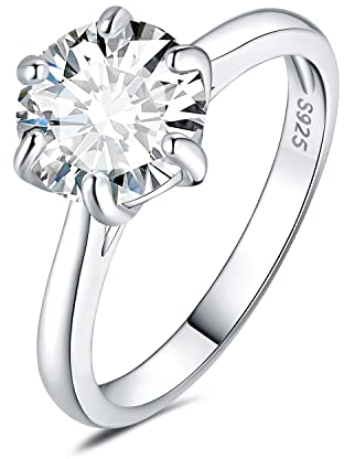 JewelryPalace Klassisch 9mm 3ct Rundschliff Zirkonia Solitär Promise Ring Damen, Verlobungsring Damenring Ringe Silber 925 mit Stein für Frauen, Simulierte Diamant Jubiläum Eheringe Silberringe 51