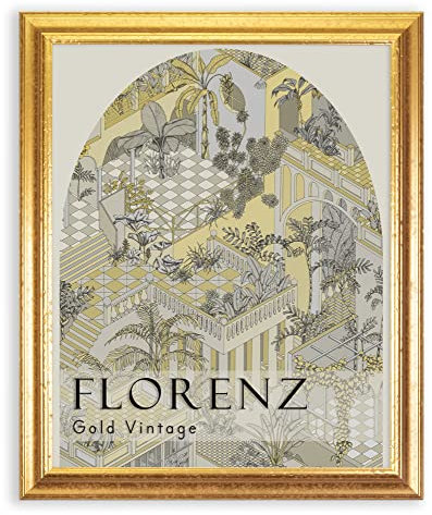 BIRAPA Florenz Holzbilderrahmen 80x80 cm Gold Vintage - Bilderrahmen Vintage Holz mit Zierleiste innen und außen, Wechselrahmen, Hochwertiger Holzrahmen