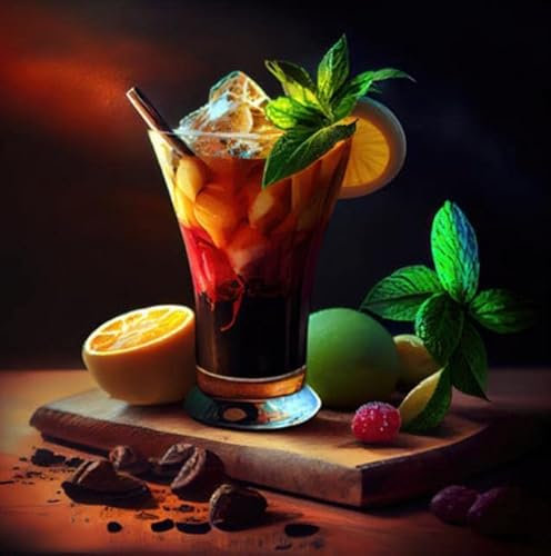 adrium Acryl-Bild 100 x 100 cm: Fantastische Food-Fotografie von farbenfrohen Cocktails in der Bar mit Spritzern und Explosion des (197921823)