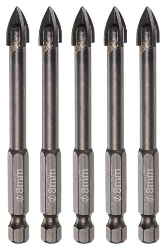 sourcing map 5pcs Titanium Coated Masonry Drill Bit, 8mm Triangle Concrete Drill Bits Ceramic Tile Drill Bit with 1/4 Hex Shank for Mirror and Ceramic Tile on Concrete Brick Wall
