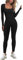 JN JANPRINT Jumpsuit Damen Sport Bodysuit Gerippte Lang Eng Yoga Bodycon Overall Stretch Langarm Strampler Sportanzug Playsuit Trainingsanzug One-Piece(Schwarz,S)