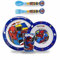 Sorrisini Vajilla Infantil Reutilizable Apta Para Microondas, Juego de Platos Irrompibles de Plástico Para Niños y Bebés, Set Plato, Cuenco Para Cereal, Cubiertos, Taza 260ml, Spiderman