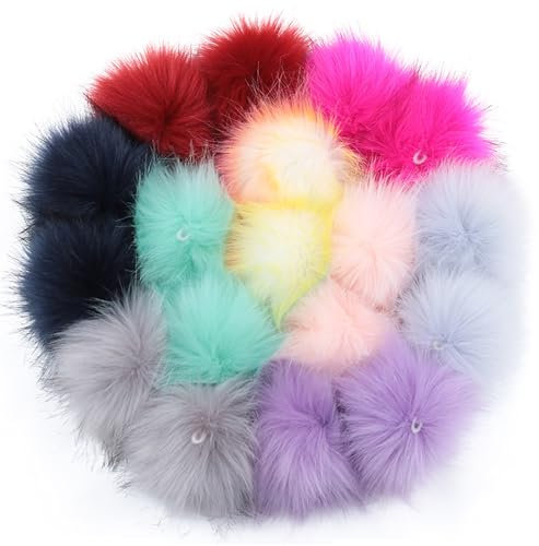 18 PièCes De Faux Pompon De Fourrure, 10cm De Fourrure De Renard Balle Pompom Moelleux, Pompon De Fourrure Artificielle pour Le Bricolage Chapeaux, Sacs, Foulards, Chaussures, Porte-CléS