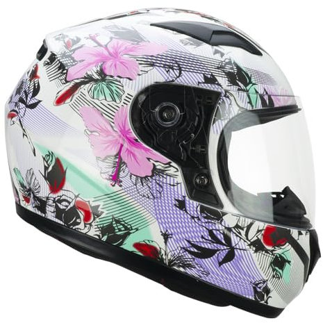 265S Lucky Music Casque intégral pour Enfant Blanc/Rose Entièrement homologué 22.06 avec SV pour Moto Unisexe (YL 51/52)