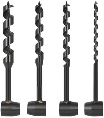 4pcs Hand Auger Drill Bits, 10mm/16mm/19mm/25mm Carbon Steel Survival Drill Bit Woodworking Manual Auger Drill Bit For Shelter Building Camping Outdoors Camping Hiking
