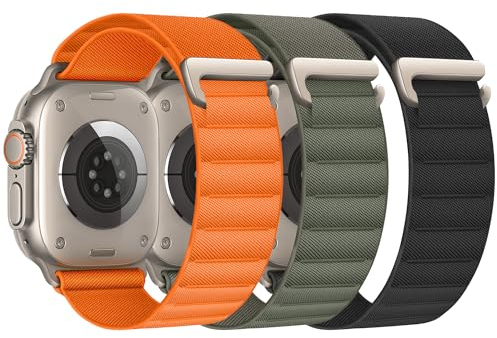 3 Stück Alpine Loop Kompatibel mit Apple Watch Armband 45mm 44mm 46mm 49mm 42mm für Damen Herren, Sport Loop Nylon Sportarmband mit C-Haken für iWatch Ultra 2 SE Series 10 9 8 7 6 5 4 3 2 1