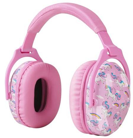 ZOHAN 030 Protezione dell'udito per bambini, con autismo, protezione dell'udito passiva per studenti elementari, paraorecchie regolabili per concerti, SNR 25dB, Unicorso rosa, Taglia unica
