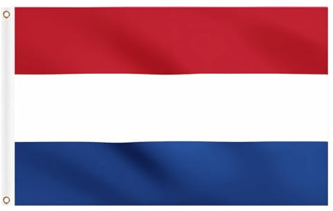 2PCS Netherlands Flags 5ft x 3ft, Large Big Holland National Flag with Brass Eyelets for Kings Day School Culture Day Party Outdoor Decorations