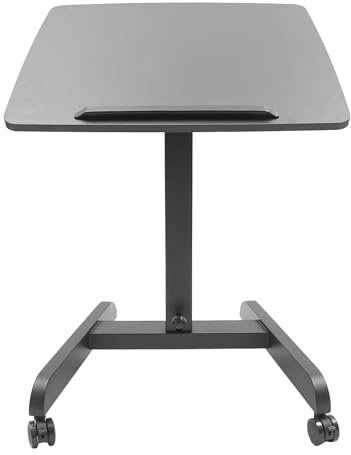 Kleiner Stehpult, Computertisch mit Einstellbarer Höhe und Winkel, neigbarer Laptoptisch mit Rollen für das Home-Office, weiß (schwarz)