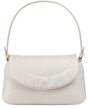 DUDU kleine Gesteppte Damen Umhängetasche, Gesteppte Handtasche mit abnehmbaren Schulterriemen und Flap, aus weichem Leder Perla